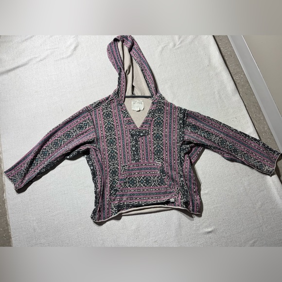 Billabong Comfy Oversized Mexican Aztec Style Boho Hooded Poncho Sweatshirt - Picture 1 of 7